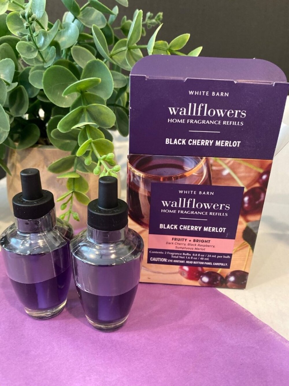 “Black Cherry Merlot” Bath & Body Works 2 NEW Wallflower Refills